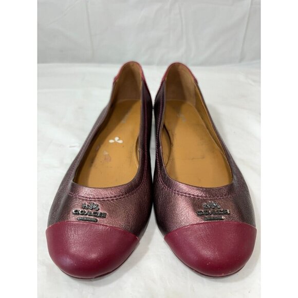 Coach Chelsea Black Cherry Metallic Leather Ballet Flats Size 5.5B - Picture 5 of 13